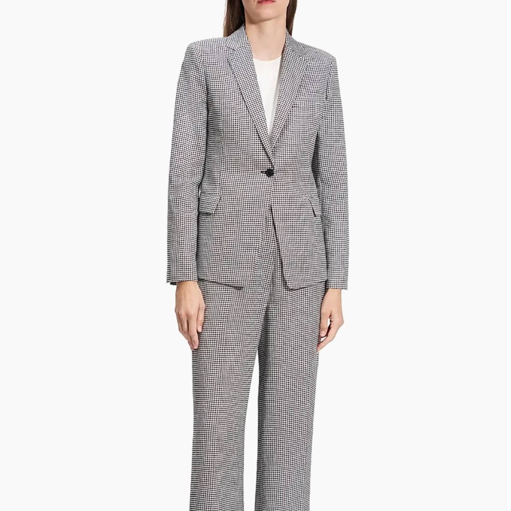 Theory Black and White Checkered Blazer